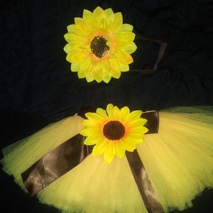 Sunflower Newborn Baby Prop Skirt & Headband
